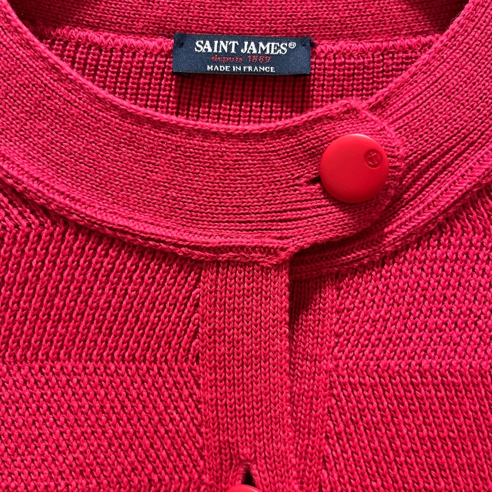 Saint James Pink Button Front Wool Blend Cardigan Nautical Sz 8 - Picture 4 of 14